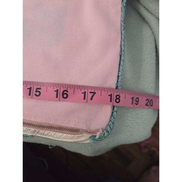 Vtg Light Pink Pillow Cover Satin Ribbon Hand Embroidered Floral Blue Couch - Picture 7 of 8